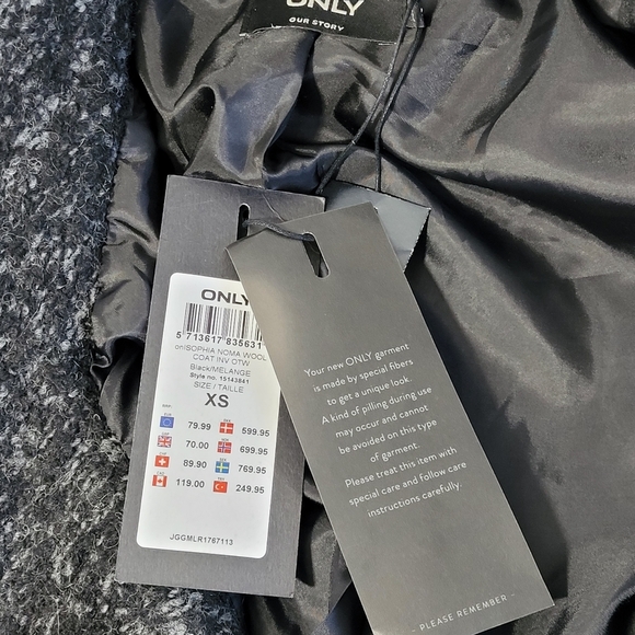 NWT ONLY  Wool 3/4  Length Winter Black Coat Stand Up ColLar Medium Weig… - Picture 11 of 12